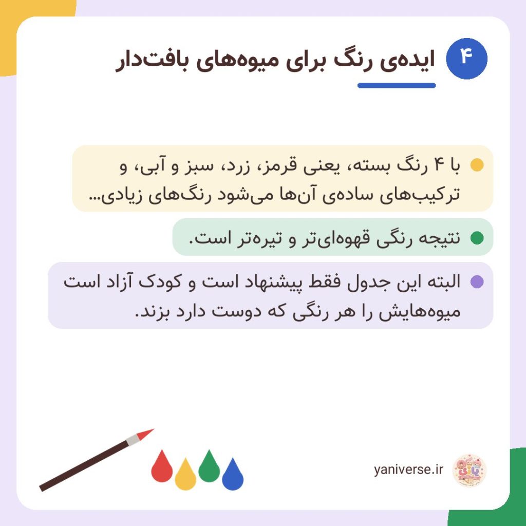 ایده‌ی رنگ برای میوه‌های بافت‌دار